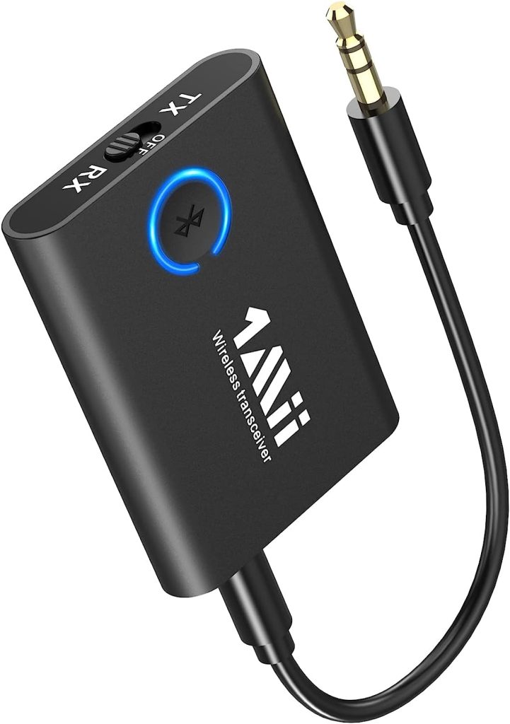 
1Mii Transmisor Receptor Bluetooth 5.3 Jack 3,5mm Aux para TV, Adaptador Audio Bluetooth HiFi con aptX Baja Latencia & HD, Dual Link