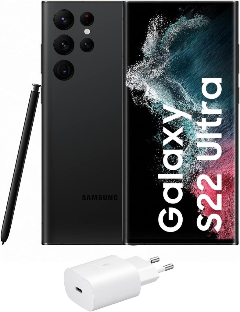 Samsung Galaxy S22 Ultra 5G (256 GB) Phantom Negro + Cargador – Teléfono móvil libre, Smartphone Android (Versión Española)