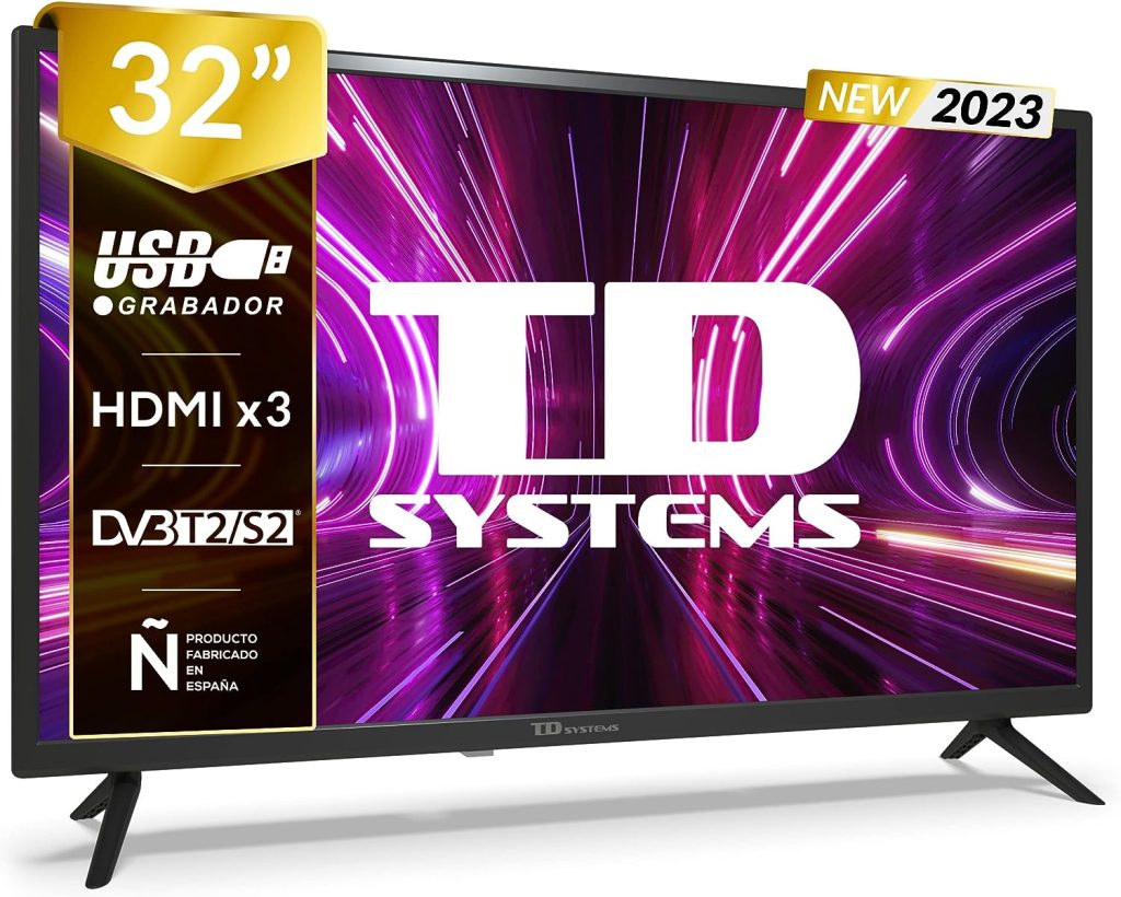 TD Systems - Televisores 32 Pulgadas Led HD, USB Grabador Reproductor, Sintonizador Digital DVB-T2/C/S2 - PRIME32X14H